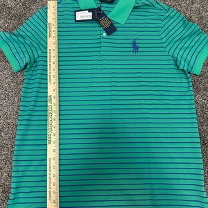 Polo Golf Ralph Lauren NWT XL Pro Fit Green Blue Striped Performance Polo Shirt